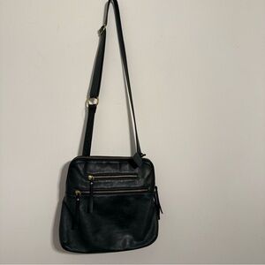 Levenger Green and Gold Crossbody Bag with Practical Design